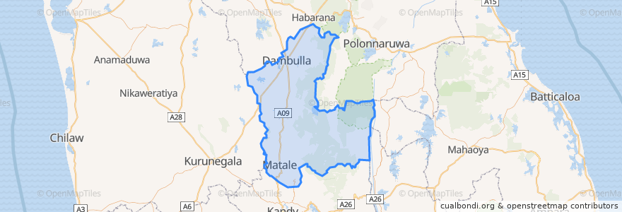 Mapa de ubicacion de Matale District.