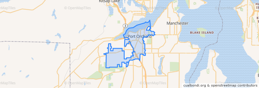 Mapa de ubicacion de Port Orchard.