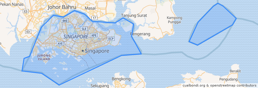 Mapa de ubicacion de Singapur.