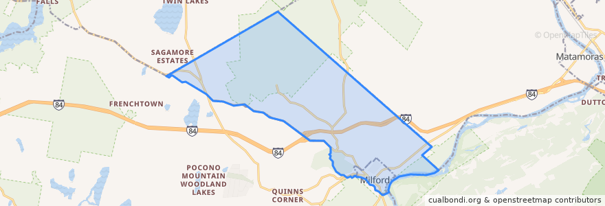 Mapa de ubicacion de Milford Township.