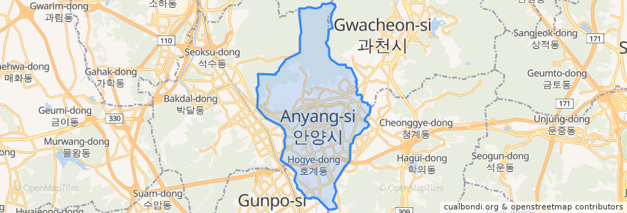 Mapa de ubicacion de 동안구.