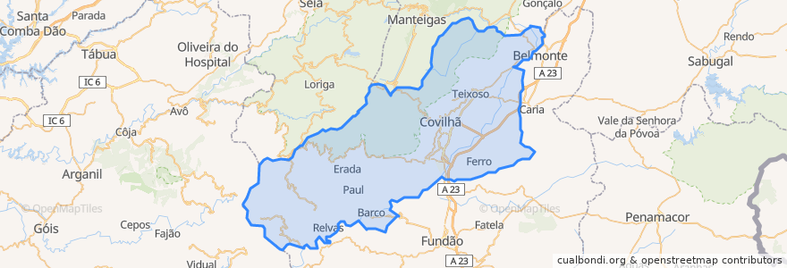 Mapa de ubicacion de Covilhã.