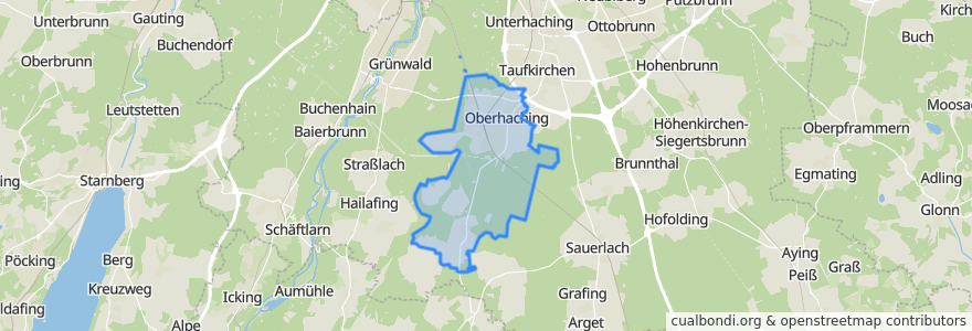 Mapa de ubicacion de Oberhaching.