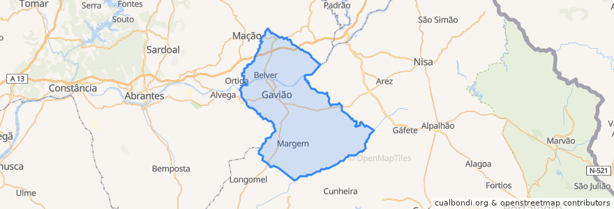 Mapa de ubicacion de Gavião.