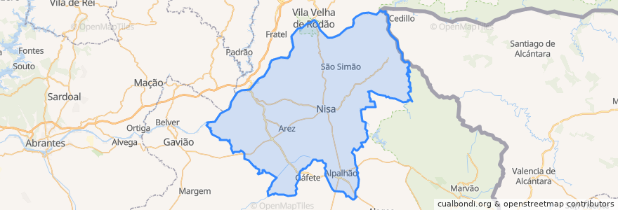 Mapa de ubicacion de Nisa.