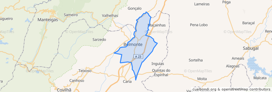 Mapa de ubicacion de Belmonte e Colmeal da Torre.