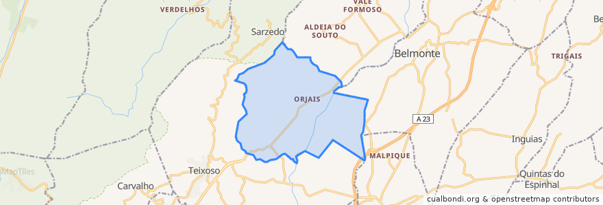 Mapa de ubicacion de Orjais.