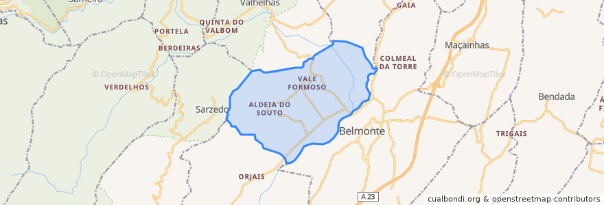 Mapa de ubicacion de Vale Formoso e Aldeia do Souto.