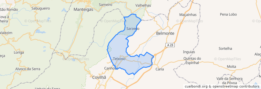 Mapa de ubicacion de Teixoso e Sarzedo.