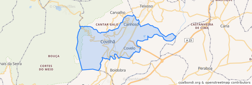 Mapa de ubicacion de Covilhã e Canhoso.