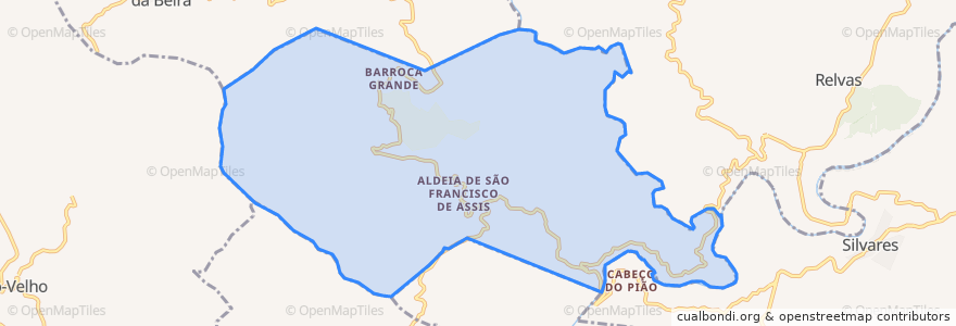 Mapa de ubicacion de Aldeia de São Francisco de Assis.