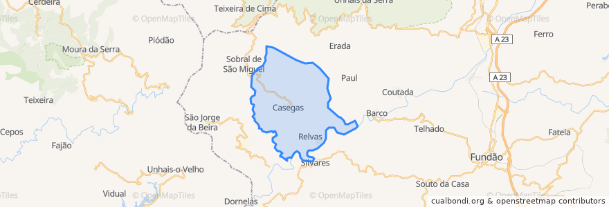 Mapa de ubicacion de Casegas e Ourondo.