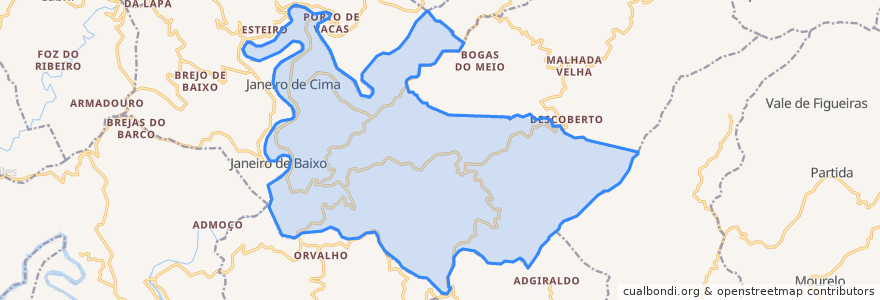 Mapa de ubicacion de Janeiro de Cima e Bogas de Baixo.