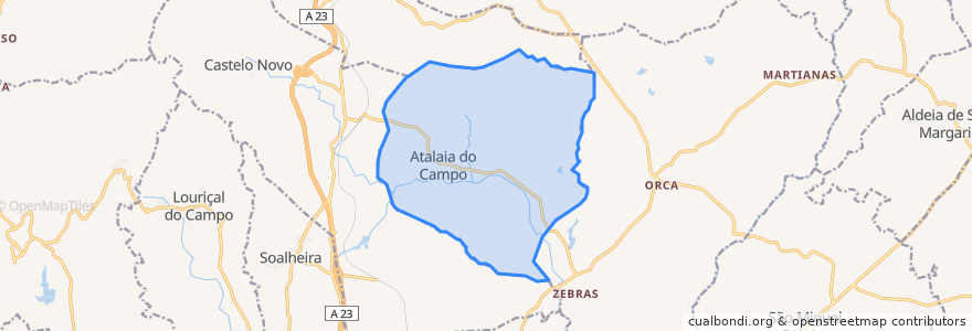 Mapa de ubicacion de Póvoa de Atalaia e Atalaia do Campo.