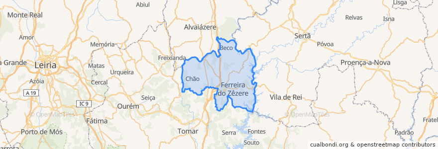 Mapa de ubicacion de Ferreira do Zêzere.