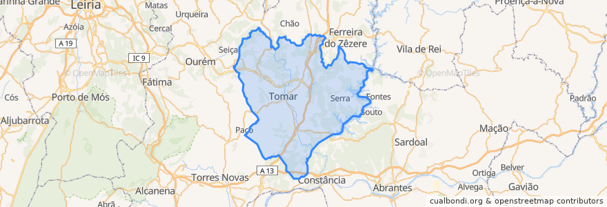 Mapa de ubicacion de Tomar.