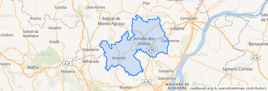 Mapa de ubicacion de Arruda dos Vinhos.