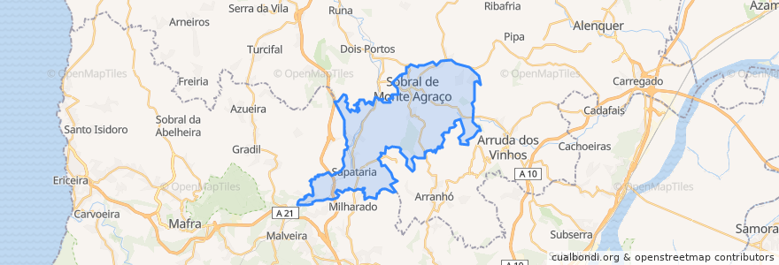 Mapa de ubicacion de Sobral de Monte Agraço.