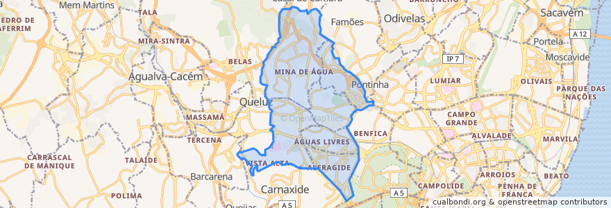 Mapa de ubicacion de Amadora.