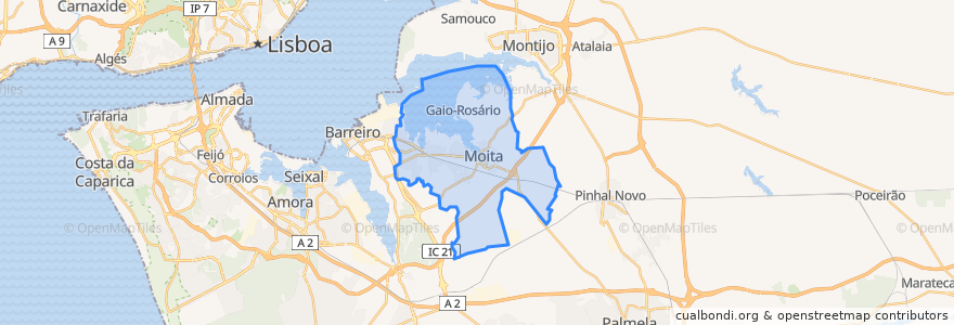 Mapa de ubicacion de Moita.