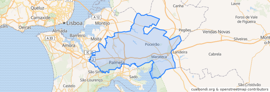 Mapa de ubicacion de Palmela.