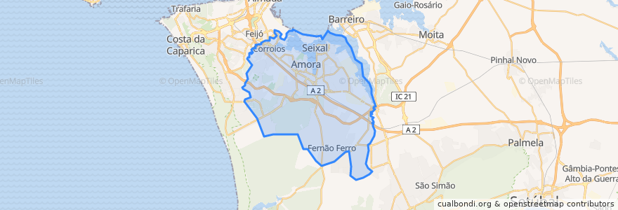 Mapa de ubicacion de Seixal.