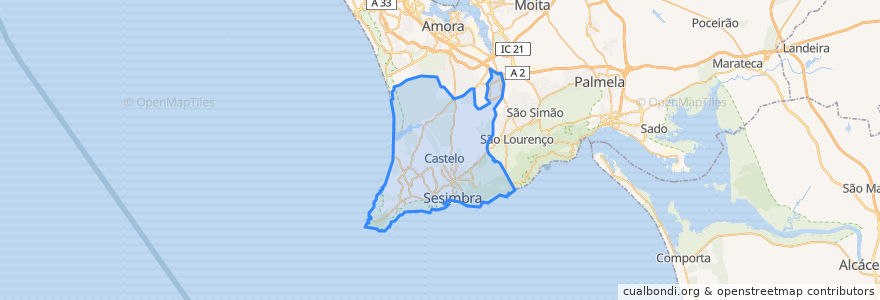 Mapa de ubicacion de Sesimbra.