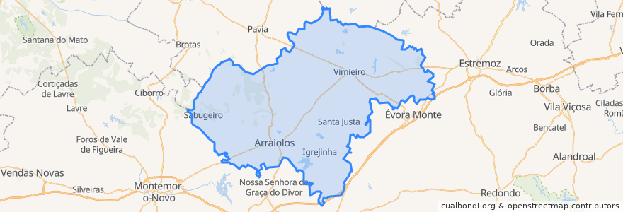 Mapa de ubicacion de Arraiolos.