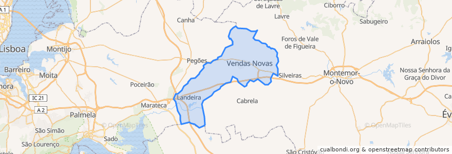 Mapa de ubicacion de Vendas Novas.