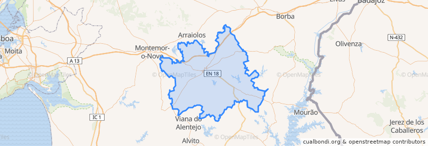 Mapa de ubicacion de Évora.