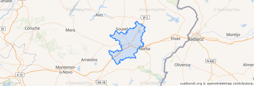 Mapa de ubicacion de Estremoz.