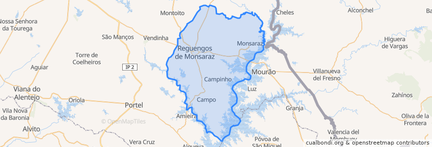 Mapa de ubicacion de Reguengos de Monsaraz.