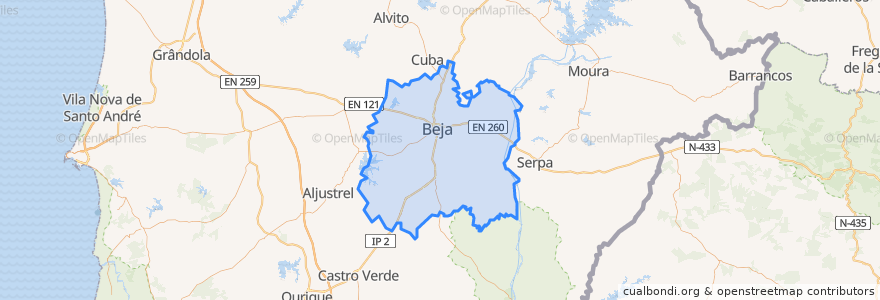 Mapa de ubicacion de Beja.