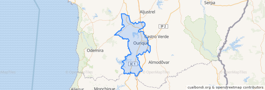 Mapa de ubicacion de Ourique.