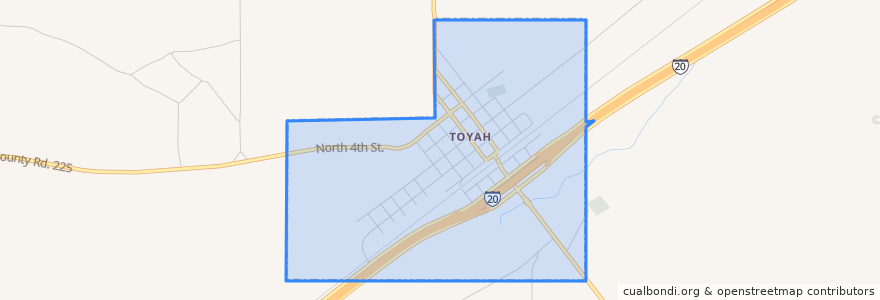 Mapa de ubicacion de Toyah.