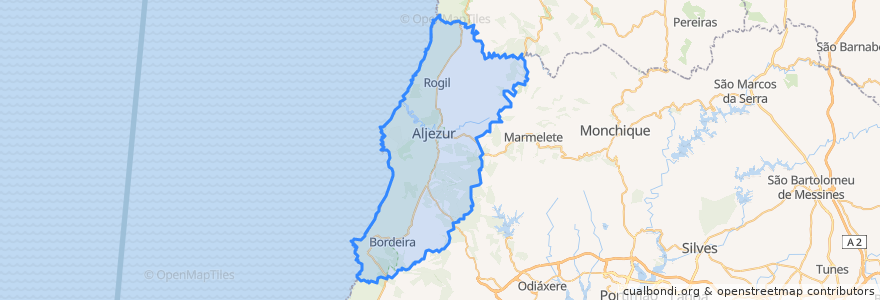 Mapa de ubicacion de Aljezur.