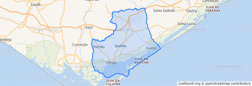 Mapa de ubicacion de Olhão.