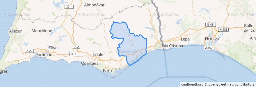 Mapa de ubicacion de Tavira.