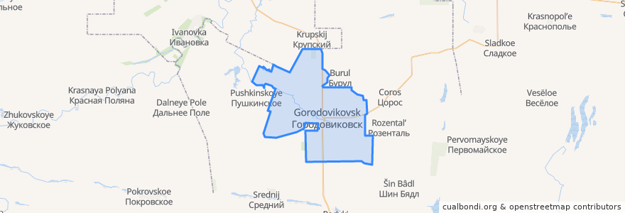 Mapa de ubicacion de Городовиковское городское поселение.