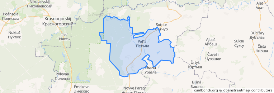 Mapa de ubicacion de Петъяльское сельское поселение.