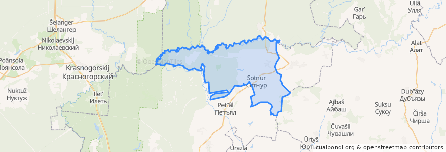 Mapa de ubicacion de Сотнурское сельское поселение.