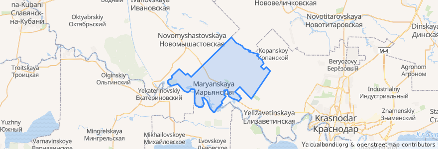 Mapa de ubicacion de Марьянское сельское поселение.