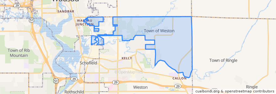 Mapa de ubicacion de Town of Weston.