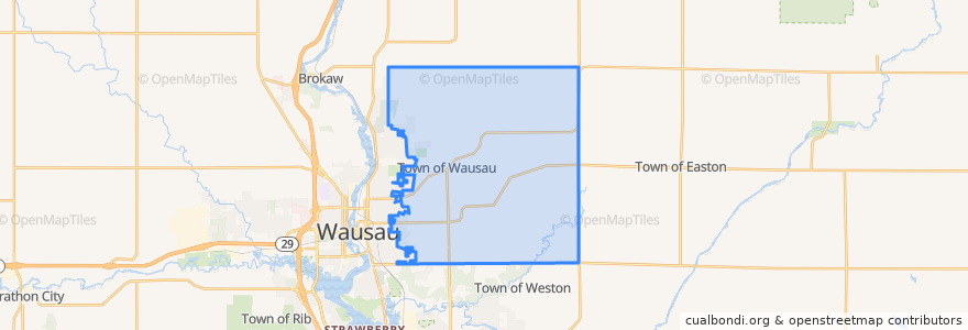 Mapa de ubicacion de Town of Wausau.