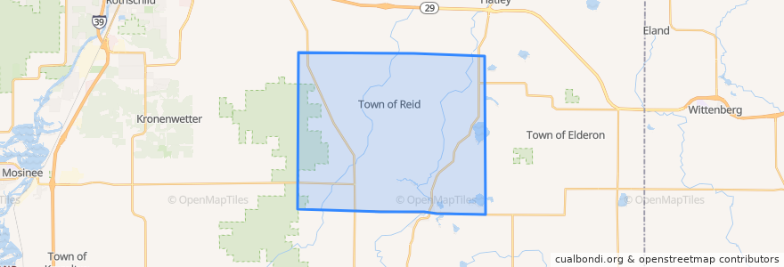 Mapa de ubicacion de Town of Reid.