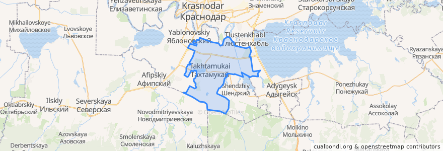 Mapa de ubicacion de Тахтамукайское сельское поселение.