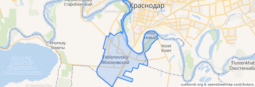 Mapa de ubicacion de Яблоновское городское поселение.