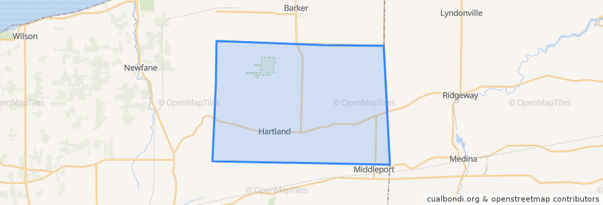 Mapa de ubicacion de Hartland Town.