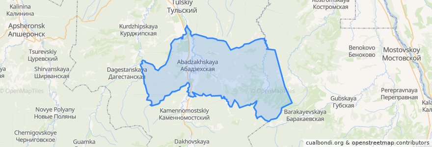 Mapa de ubicacion de Абадзехское сельское поселение.