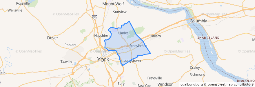 Mapa de ubicacion de Springettsbury Township.